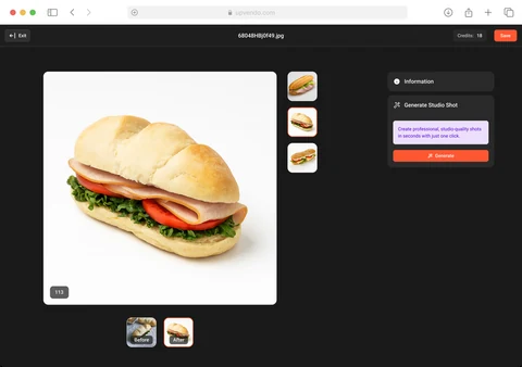 Magic Studio interface — turning a photo into studio quality